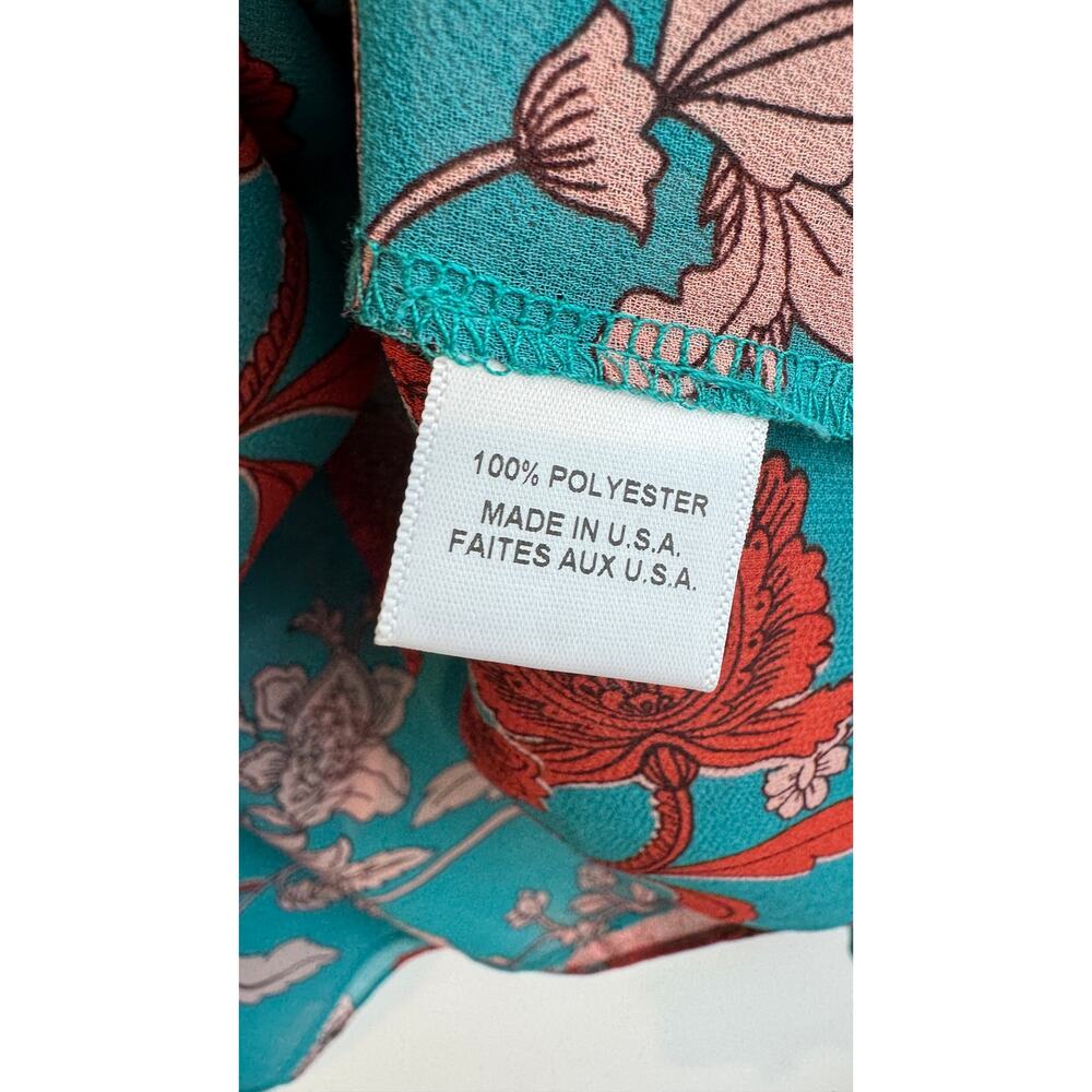 MISA Los Angeles Siena Top Floral Blouse Teal Long Sleeve Size Small - Picture 4 of 11